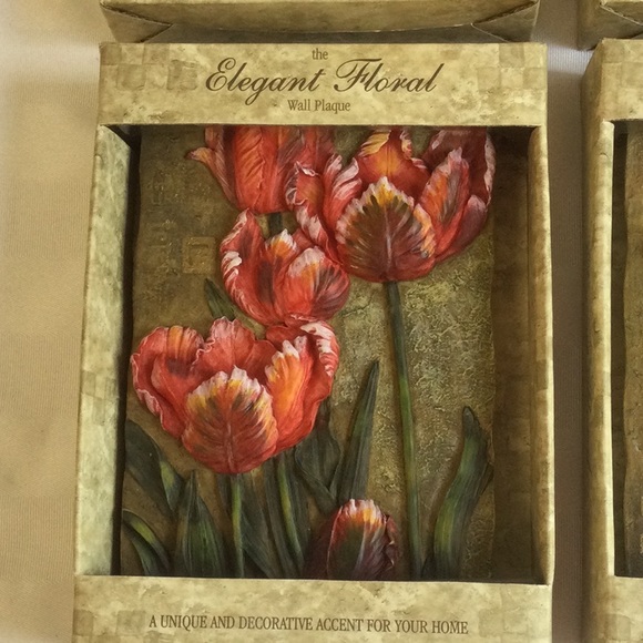 Elegant Floral Wall Plaques, set of 4 - Picture 2 of 7